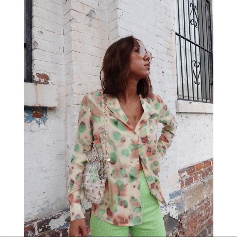 Aritzia Wilfred Free Briona Tie Dye Button Down Blouse